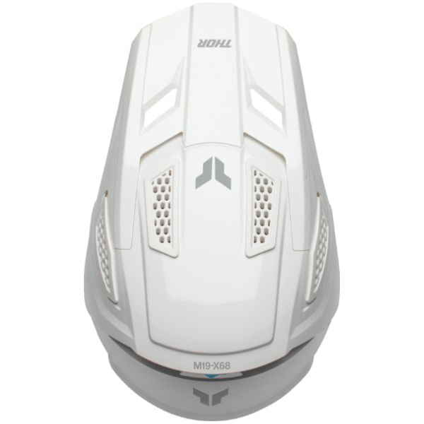 Studio view of Thor - Fleet Whiteout Helmet (Youth) helmet helmet, vented chin bar and intake ports, on a clean white background, (SKU 011116) Colors: Matte White Sizes: Y-LG, Y-MD, Y-SM