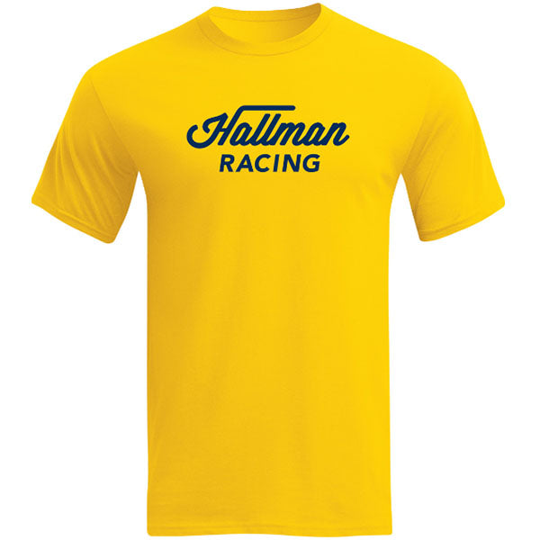 High-resolution studio image of Thor Hallman Heritage Tee; showing tee fit, printed graphics, and crew neckline; SKU 3030226; Colors: Yellow, Black