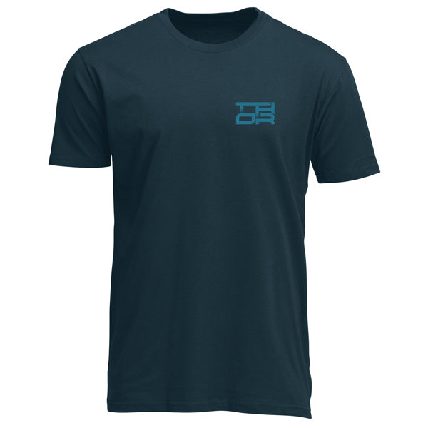 High-resolution studio image of Thor Section Tee; showing tee fit, printed graphics, and crew neckline; SKU 3030250; Colors: Navy; Sizes: S-2XL