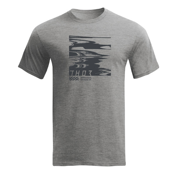 Studio photo on a white background of Thor Static Tee; showing tee fit, printed graphics, and crew neckline; SKU 303025097; Colors: Heather Gray