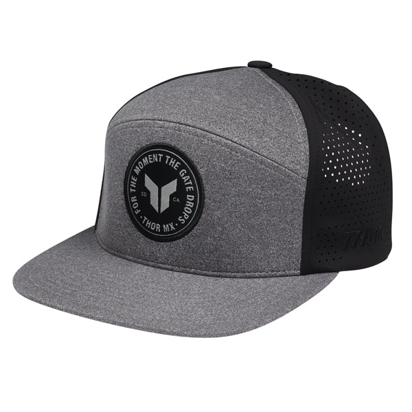 The Thor Badge Hat Sku 25014459 in Grey with design on Front of hat on a white background