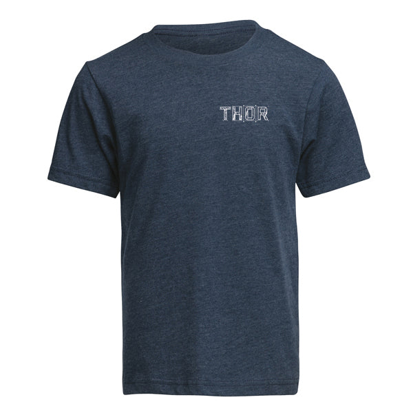 Thor Blueprint Tee (Youth) Back of Thor Blueprint Tee in Blue with design on center of the back just below the collar Sku 30323871 on white background Colors: Nvy Sizes: Y-LG, Y-MD, Y-SM, Y-XL, Y-XS
