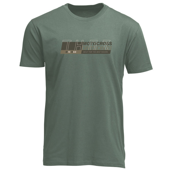 High-resolution studio image of Thor Converge Tee; showing tee fit, printed graphics, and crew neckline; SKU 3030250; Colors: Olive; Sizes: S-2XL