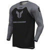 Front of Thor Ridemode Menace Jersey in Black and Grey with Thor Graphic on center Sku 29108713 on a white background | SKU: 29108704 | Available at BTO Sports