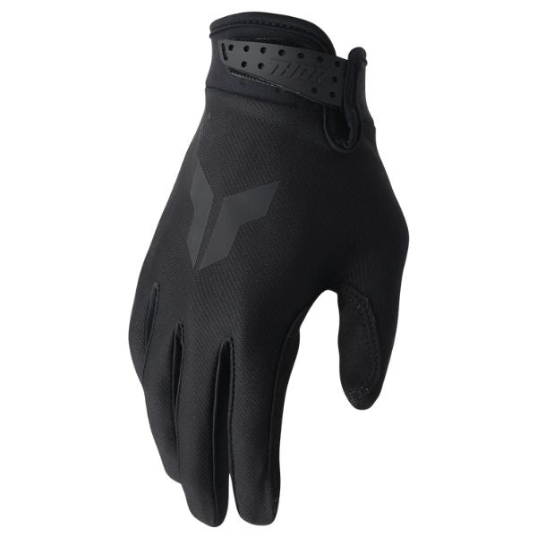 Thor Launchmode Split Gloves (Youth) front angle view Colors: Black Sizes: Y-2XS to Y-XS SKU:333219 | Available at BTO Sports.