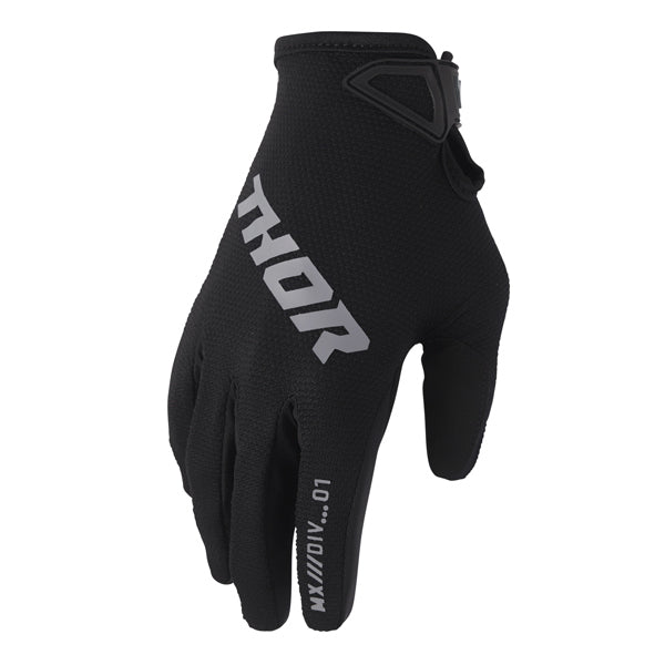 Thor Ridemode Static Gloves (Youth) rear view Colors: Black Sizes: Y-2XS to Y-XS SKU:333219 | Available at BTO Sports.