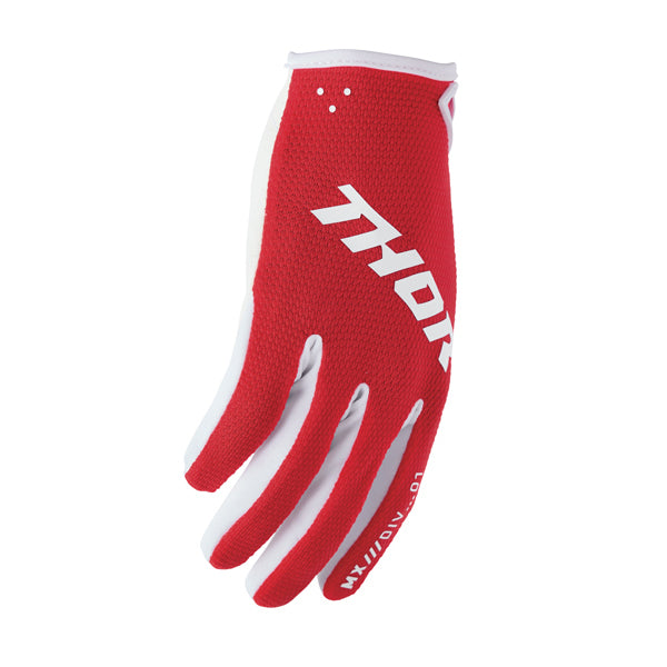 Thor Ridemode Static Gloves (Youth) rear view Colors: Red Sizes: Y-2XS to Y-XS SKU:333219 | Available at BTO Sports.