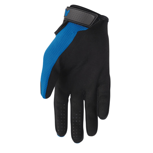 Thor Ridemode Static Gloves (Youth) rear view Colors: Blue Sizes: Y-2XS to Y-XS SKU:333219 | Available at BTO Sports.