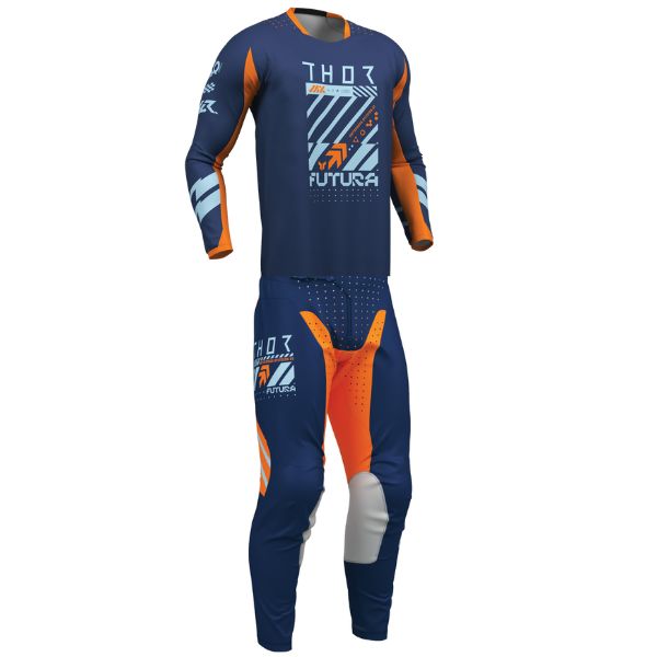 Thor - Launchmode Futura Jersey, Pant Combo in Navy Blue and Orange on white background
