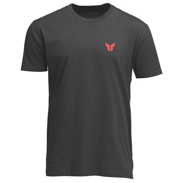 Studio photo on a white background of Thor Futura Tee; showing tee fit, printed graphics, and crew neckline; SKU 3030251; Colors: Coal