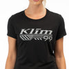 Studio photo on a white background of Klim Foundation Tri-Blend Tee (Womens); showing tee fit, printed graphics, and crew neckline; SKU 3567-000-110-277