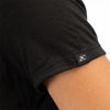 Clean studio shot of Klim Foundation Tri-Blend Tee (Womens); showing tee fit, printed graphics, and crew neckline; SKU 3567-000-110-277; Sizes: XS-XL