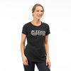 High-resolution studio image of Klim Foundation Tri-Blend Tee (Womens); showing tee fit, printed graphics, and crew neckline; SKU 3567-000-110-277