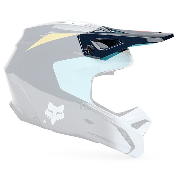 Fox Racing Youth V1 Elevated Helmet Visor in Light Blue with Black and Red accents, replacement peak for the Youth V1 Elevated Helmet