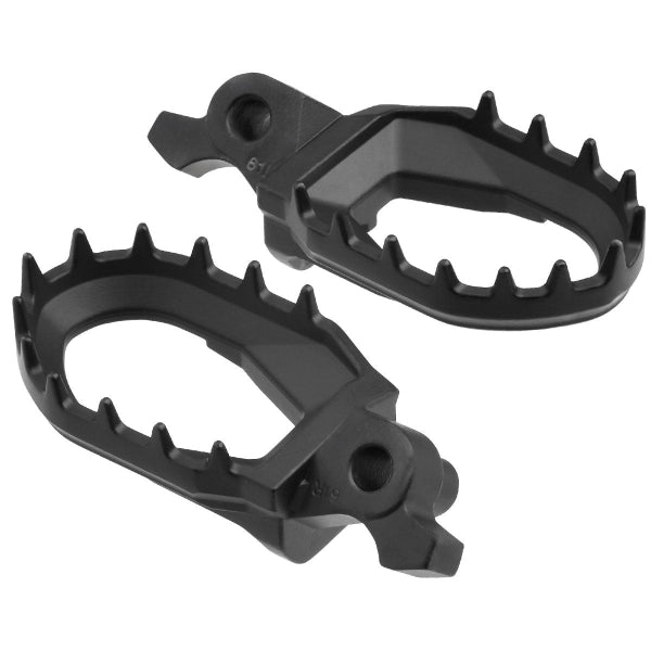 Professional studio photo of Zeta - Max Footpegs (Husqvarna); showing overall shape and visible design details; SKU 634-26; Colors: Black, Multicolor