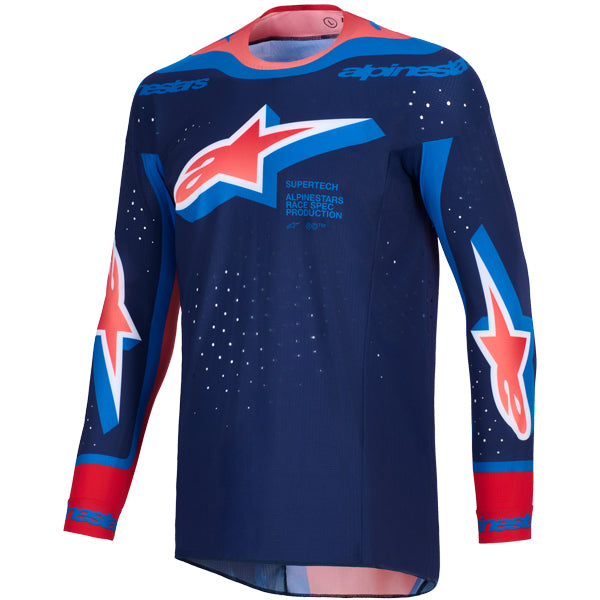 3762026-7263-S, Alpinestars, Supertech Vista Jersey, Dark Navy/Hot Coral/Cobalt, Yellow/Purple/Black, Light Gray/Yellow Fluo/Blue, Sizes SM, MD, LG, XL product photo
