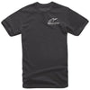 Studio photo on a white background of Alpinestars Corporate Tee; showing tee fit, printed graphics, and crew neckline; SKU 303020957; Sizes: M-2XL