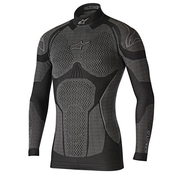 Alpinestars Ride Tech Winter Layer Top product image in Blk/Gry sizes XS/S, M/L, XL/2X SKU 2940032. Base Layer Shirt | Available at BTO Sports