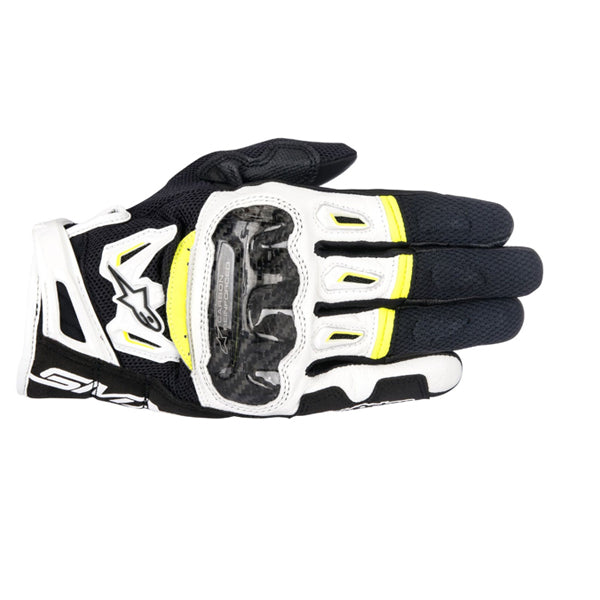 Product image of Alpinestars smx2 air v2 glove blackwhiteyellow e1e815fe 4456 4005 af1c 4bc91e1279 motocross gloves showing fit, construction, and colorway | Available at BTO Sports