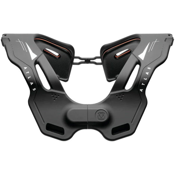 Studio product photo of Atlas Vision Neck Brace — color: Black, size: S/M, SKU '720917 on a white background, suitable for motocross and powersports use.