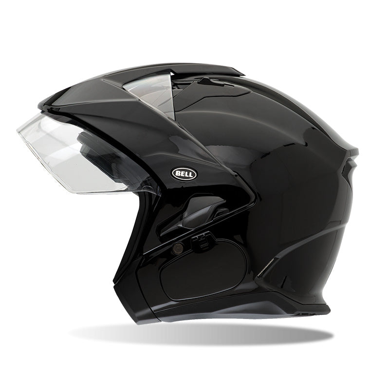 Bell Helmets Bell - Mag-9 Helmets motorcycle helmet, angled view, showing aerodynamic shell design, ventilation ports, and secure retention system built for rider comfort and protection. SKU 07000708.