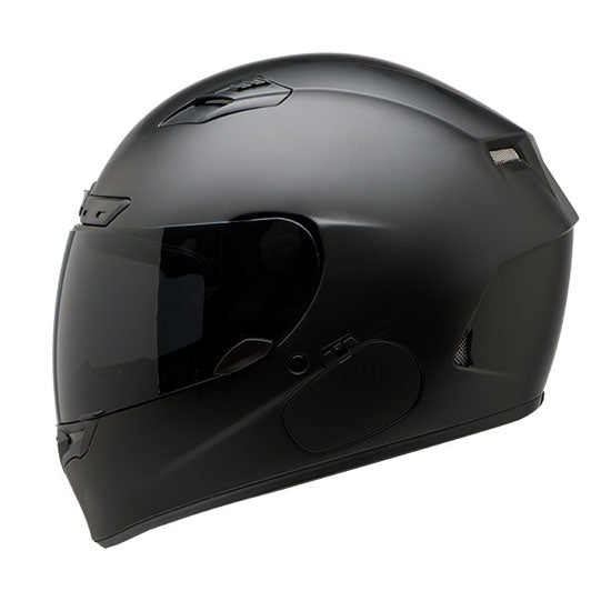 Bell Helmets Bell - Qualifier DLX Blackout Helmet (Includes Clear & Tinted Shield) motorcycle helmet, showing aerodynamic shell design, ventilation ports, and secure retention system built for rider comfort and protection. SKU 07085216.