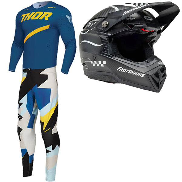 BTO Sports - Raven Brave  Bundle (Jersey, Pant & Helmet Combo) Blue