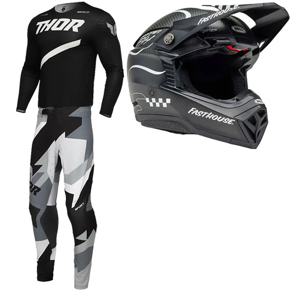 BTO Sports - Raven Brave  Bundle (Jersey, Pant & Helmet Combo) Black