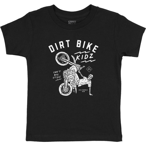 studio product photo of Dirt Bike Kidz dirt bike kidz 12 oclock tee toddler in Black, size 2T for dirt bike, motocross, off-road. SKU 325-00062