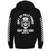 studio product photo of Dirt Bike Kidz dirt bike kidz fully pinned hoodie in Black, size SM for dirt bike, motocross, off-road. SKU 325-00039S