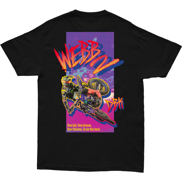 High-resolution studio image of Dirt Bike Kidz Rad CW2 Tee; showing tee fit, printed graphics, and crew neckline; SKU 325-00078S; Colors: Black