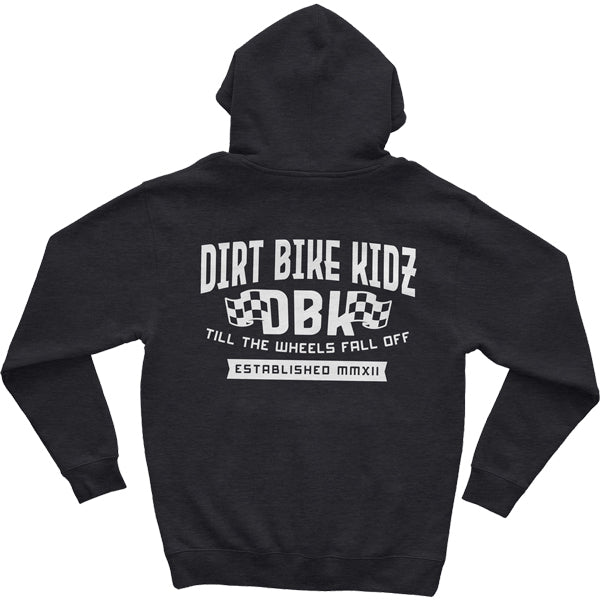 studio product photo of Dirt Bike Kidz dirt bike kidz til the end hoodie in Charcoal, size SM for dirt bike, motocross, off-road. SKU 325-00047S