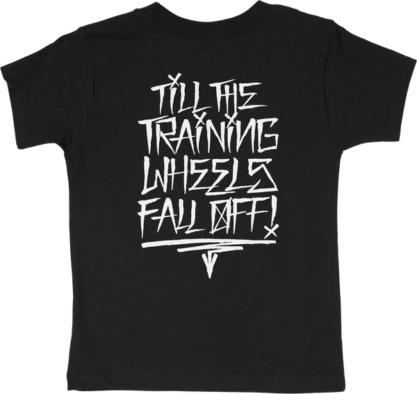 studio product photo of Dirt Bike Kidz dirt bike kidz training wheels tee toddler in Black, size 2T for dirt bike, motocross, off-road. SKU 325-00068