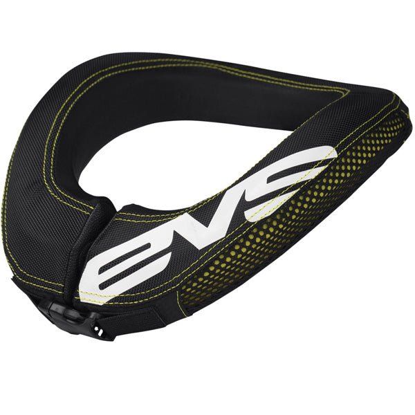 Studio product photo of EVS R2 Race Collar, color: Black (Adult), SKU 663-2350 on a white background, suitable for motocross and powersports use.