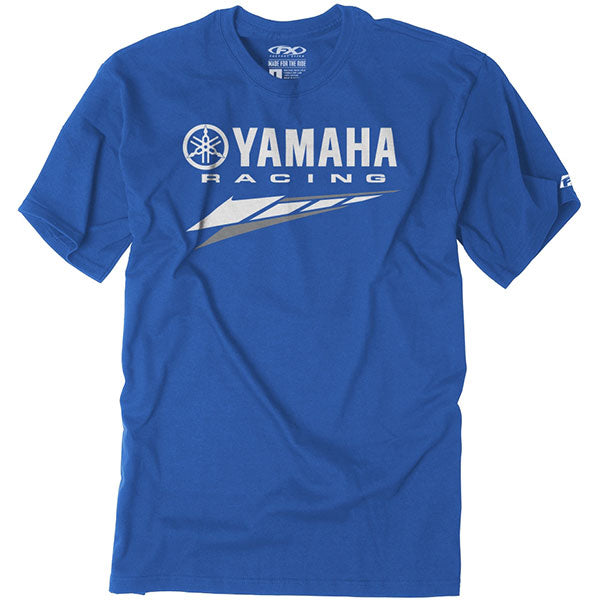 Professional studio photo of Factory Effex Yamaha Racing Striker T-Shirt; showing tee fit, printed graphics, and crew neckline; SKU 21-872