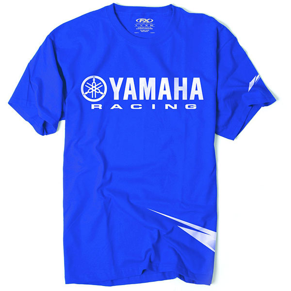 Clean studio shot of Factory Effex Yamaha Racing Strobe Tee; showing tee fit, printed graphics, and crew neckline; SKU 12-881; Colors: M, L, XL, 2XL