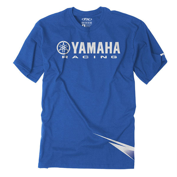 High-resolution studio image of Factory Effex Yamaha Strobe Tee (Youth); showing tee fit, printed graphics, and crew neckline; SKU 21-832; Colors: Blue