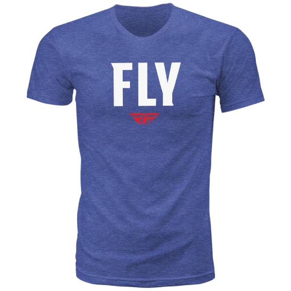 Crisp studio image on a white background of Fly Racing WFH Tee; showing tee fit, printed graphics, and crew neckline; SKU 352-0156S; Sizes: S-2XL
