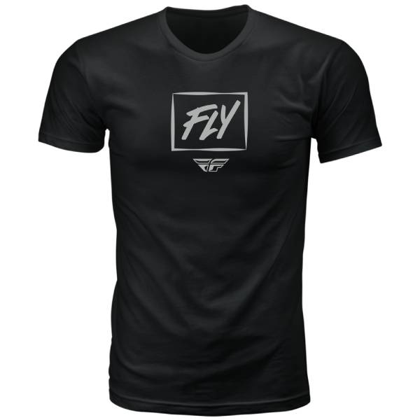 High-resolution studio image of Fly Racing Zoom Tee; showing tee fit, printed graphics, and crew neckline; SKU 352-0140S; Sizes: S-2XL