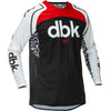 Studio view of Fly Racing Fly Racing - Evolution DST DBK Jersey, in Black and White and Red, lightweight, breathable fabric, on a white studio background, for motocross / off‑road use, (SKU 379-123S) | SKU: 379-123S | Available at BTO Sports