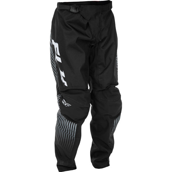 Fly Racing F-16 Pants (Youth) front angle view Colors: Black/Wht SKU:379-230 | Available at BTO Sports.