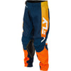 Fly Racing Kinetic Pants (Youth) side view Colors: Nvy Blue/Orange SKU:379-434 | Available at BTO Sports.