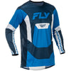 Studio view of Fly Racing Fly Racing - Lite Jersey (Youth), in Blue and White, lightweight, breathable fabric, on a white studio background, for motocross / off‑road use, (SKU 379-722YXL) | SKU: 379-722YXL | Available at BTO Sports