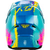 Studio view of fly racing kinetic drip helmet youth, in red and white and blue, on a white studio background, | Fly Racing - Kinetic Drip Helmet (Youth) | SKU 73-8679 | Colors: Turquoise/Pink/Yellow, Red/White/Blue, Grey/Black/Yellow | Sizes: Y-SM to Y-LG | Available at BTO Sports