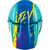 Studio view of fly racing kinetic drip helmet youth, in red and white and blue, on a white studio background, | Fly Racing - Kinetic Drip Helmet (Youth) | SKU 73-8679 | Colors: Turquoise/Pink/Yellow, Red/White/Blue, Grey/Black/Yellow | Sizes: Y-SM to Y-LG | Available at BTO Sports