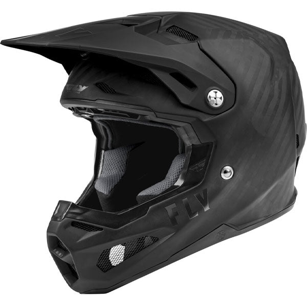 studio product photo of Fly Racing in Matte Black Carbon for motocross helmet, dirt bike, motocross, off road. SKU 73-442YL.