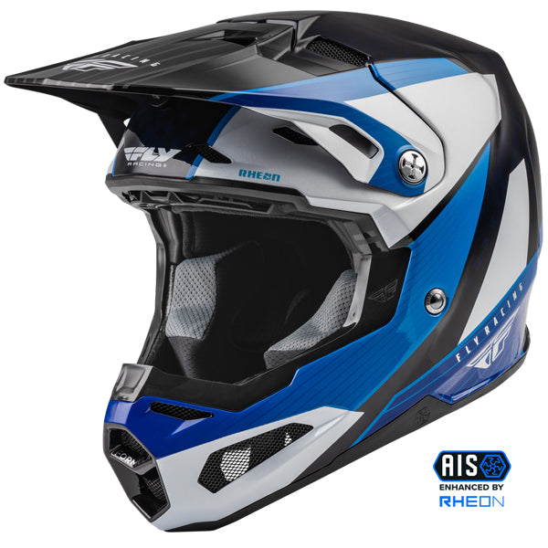 studio product photo of Fly Racing in BLUE/WHITE for motocross helmet, dirt bike, motocross, off road. SKU 73-443XS.