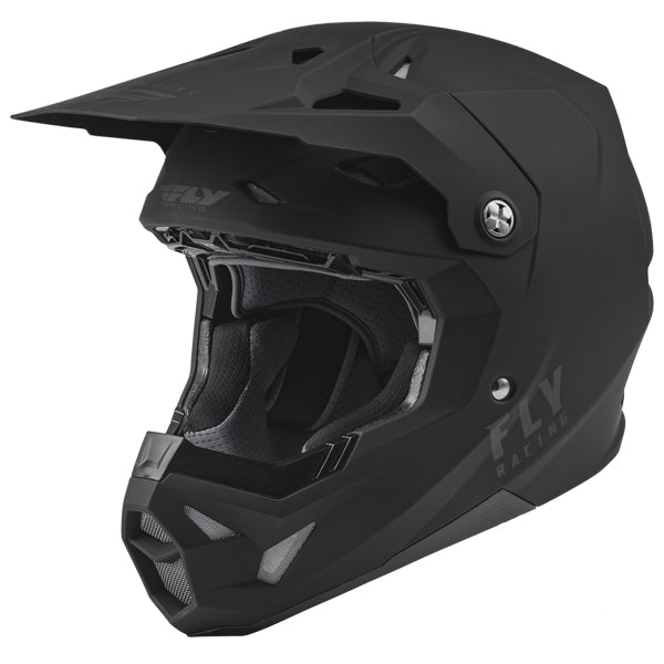 studio product photo of Fly Racing in Matte Black for motocross helmet, dirt bike, motocross, off road. SKU 73-002XS.