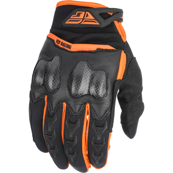 Product image of Fly Racing patrol xc glove blk org14 motocross gloves showing fit, construction, and colorway | Available at BTO Sports
