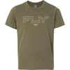 Clean studio shot of Fly Racing Edge Tee (Youth); showing tee fit, printed graphics, and crew neckline; SKU 354-0308YS; Sizes: Y-SM, Y-MD, Y-LG